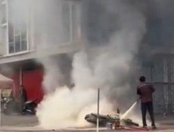 Breaking News ! Satu Unit Sepeda Motor Suzuki Thunder Ludes Terbakar saat Beli Pertalite di SPBU Sei Carang Tanjung Pinang