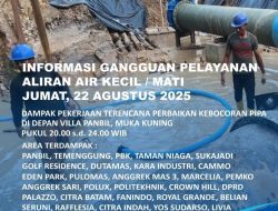 Perbaikan Pipa Air di Depan Villa Panbil, Layanan Air Terganggu Sementara